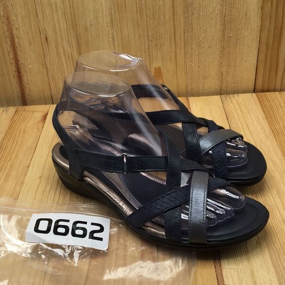 Ecco Sandals Women Size US 6.5 EU 37 Dark Navy Blue with Gray Accent Strap 0662 - Picture 12 of 12